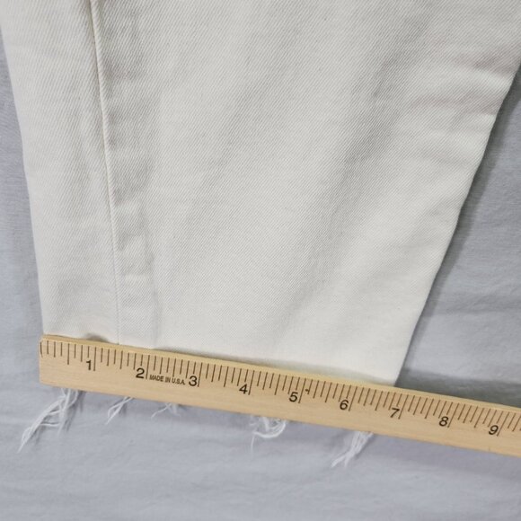 RE/DONE Jeans Size 28 70's Stove Pipe Frayed Ivory High Rise With Stretch - Picture 12 of 14